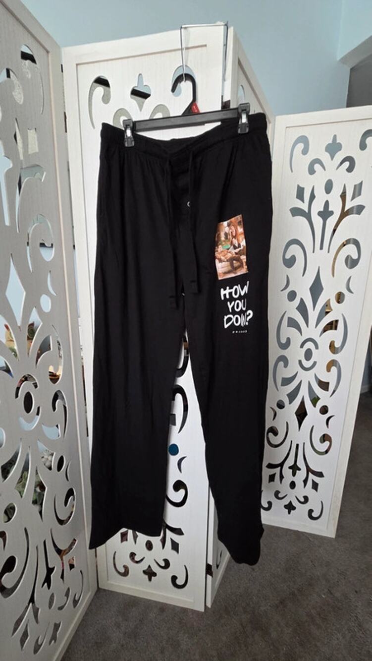 Friends Pajama Pants XL Black How You Doin Lounge Sleepwear NWOT